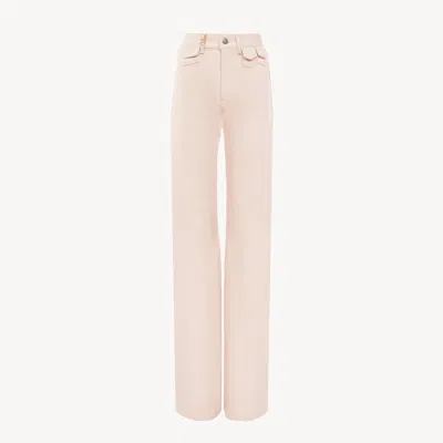 Chloé Jean Taille Haute Évasé En Denim Femme Rose Taille 38 100% Coton In Pink