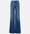 Chloé Women Blue Denim High-waisted Flare Jeans In Blue