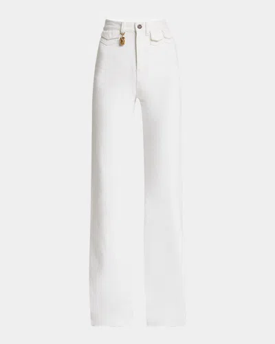 CHLOÉ HIGH RISE FLARED JEANS, WHITE