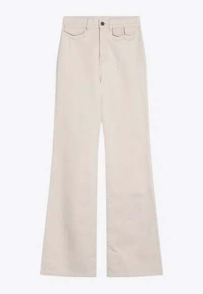 Chloé Ivory Flared Denim Trousers In Neutral
