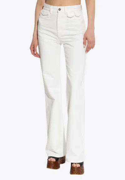 Chloé Ivory Flared Denim Trousers In White