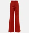 Chloé High-rise Flared Linen Pants In Red