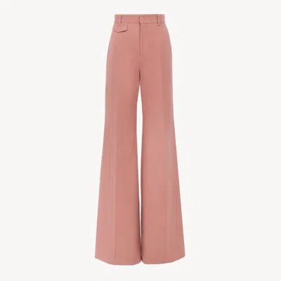 Chloé High-rise Flared Pants In Cotton Canvas Pink Size 8 100% Cotton, Horn Bubalus Bubalis, Farmed, Coo I