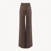 Chloé Wool Check High-rise Flared Pants In Brown