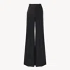 Chloé Flared Wool Trousers Asymmetrical Hems In Blue