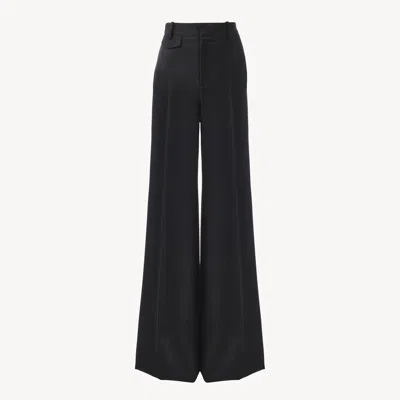 CHLOÉ PANTALON TAILLE HAUTE ÉVASÉ EN LAINE GRAIN DE POUDRE FEMME NOIR TAILLE 42 100% LAINE VIERGE, HORN BU