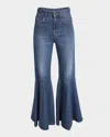 Chloé Jean Fluide Évasé En Denim Femme Bleu Taille 29 100% Coton, Cuir De Veau In Night Blue