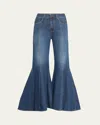 Chloé Jean Fluide Évasé En Denim Femme Bleu Taille 29 100% Coton, Cuir De Veau In Night Blue