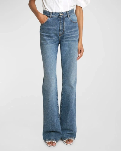 Chloé High-rise Heart-pocket Wide-leg Denim Jeans In Faded Denim