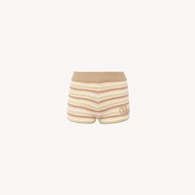 CHLOÉ MINI SHORT TAILLE HAUTE EN CROCHET DE COTON À LOGO