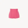 Chloé High-rise Mini Shorts In A Linen-cotton Mix In Pink