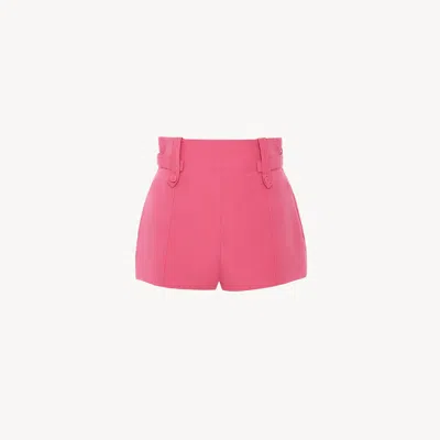 Chloé High-rise Mini Shorts In A Linen-cotton Mix In Pink