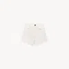Chloé Casual Denim Shorts Featuring Frayed Hem In White