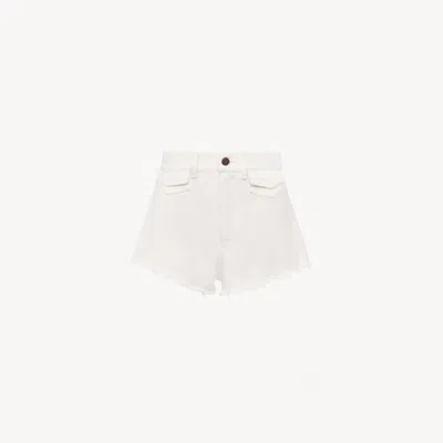 Chloé Mini Short Taille Haute En Denim In White