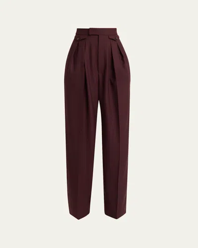 CHLOÉ HIGH-RISE PLEATED WOOL GABARDINE WIDE-LEG PANTS