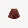 Chloé Short Taille Haute En Cuir In Burgundy