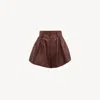 Chloé High-waisted Leather Shorts In Brown