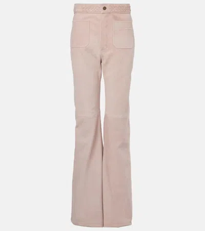 Chloé High-rise Suede Straight Pants In Pink