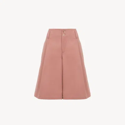 CHLOÉ HIGH-RISE WIDE-LEG BERMUDA SHORTS IN COTTON PINK SIZE 8 100% COTTON, HORN BUBALUS BUBALIS, FARMED, C