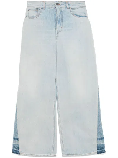 Chloé Wide-leg Bleached Denim Pants In Navy