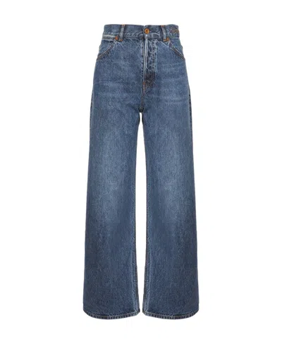 CHLOÉ CHLOÉ LOGO EMBROIDERED WIDE-LEG JEANS