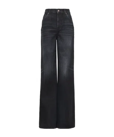 CHLOÉ CHLOÉ LOGO PATCH WIDE-LEG JEANS