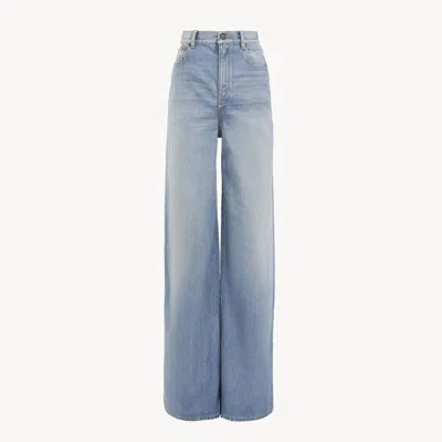 CHLOÉ HIGH-RISE WIDE-LEG JEANS IN DENIM BLUE SIZE 32 100% COTTON