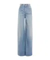 Chloé Paneled Rigid High-rise Wide-leg Jeans In Ice-blue