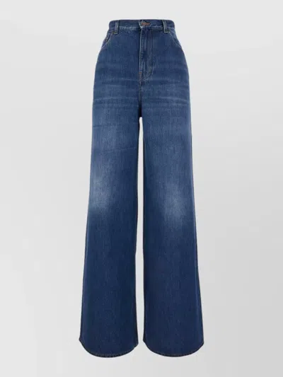 Chloé High Rise Wide Leg Jeans Trousers In Blue