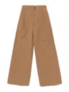 Chloé High-rise Wide-leg Pants In Cotton Canvas In Brown