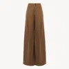 Chloé Pantalon Taille Haute Large En Toile De Coton Femme Brun Taille 42 100% Coton, Horn Bubalus Bubalis,