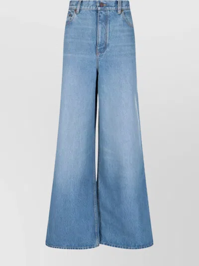 Chloé High-rise Wide-leg Trousers Belt Loops In Blue