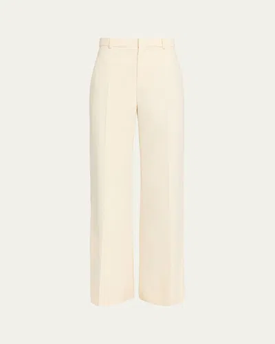 Chloé High-rise Wide-leg Wool Trousers In White