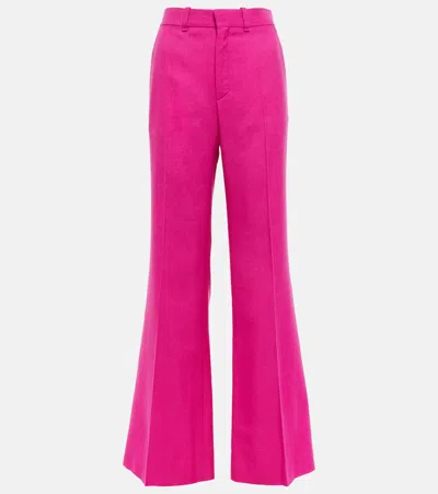 Chloé High-rise Wool-blend Pants In Pink