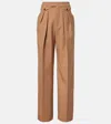 Chloé Chloe Pleated Straight-leg Wool Trousers In Brown