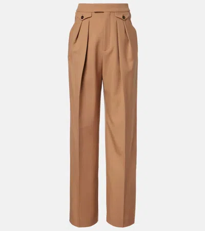Chloé High-rise Wool Wide-leg Pants In Brown