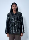 Chloé High-shine Belted Jacket In Blue