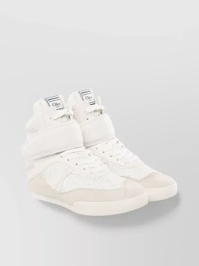 Chloé High-top Sneakers Featuring Mesh Panels In Cloudy Cream