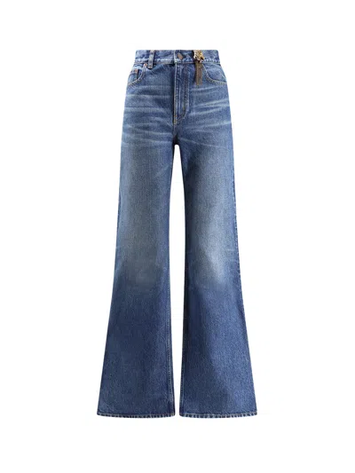 Chloé Horse-detail High-rise Flared Jeans In Blue