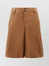 Chloé High Waist Canvas Shorts With Back Pockets In Brown