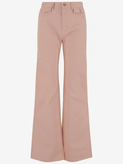 Chloé High Waist Cotton Flare Jeans In Pink