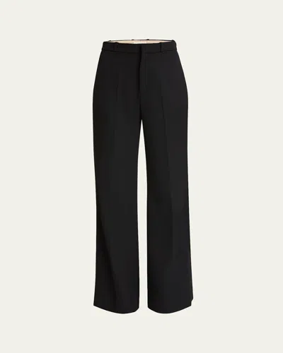 Chloé High Waist Flared Wool Pants In Black