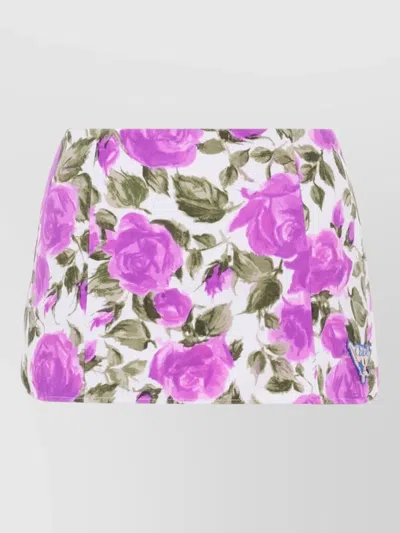 Chloé High Waist Mini Skirt Floral Ruched In Multi