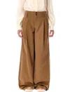 Chloé High-rise Wide Leg Cotton Canvas Pants In Brown