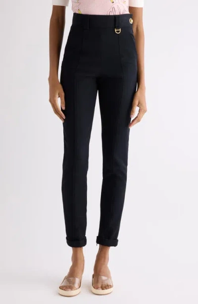 Chloé High Waist Stretch Tricotine Pants In Blue