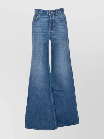 Chloé High Waist Wide-leg Denim Jeans Trousers In Blue