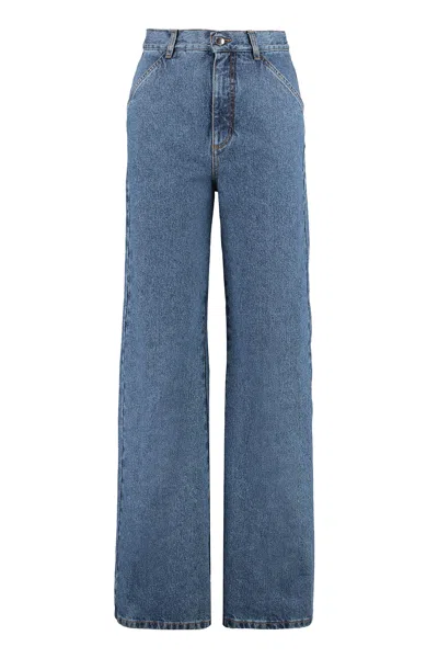 Chloé High-waist Wide-leg Denim Jeans With Contrast Stitching For Women