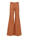 Chloé Chloe Women Pantalone Dalla Gamba Ampia In Cotone Mattone In Brown