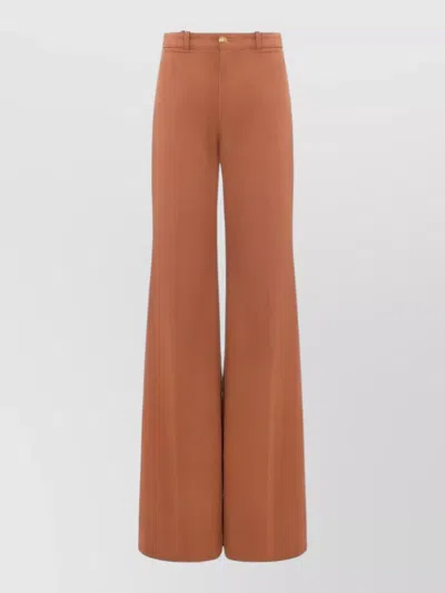 Chloé High Waist Wide Leg Tailored Trousers In Brown