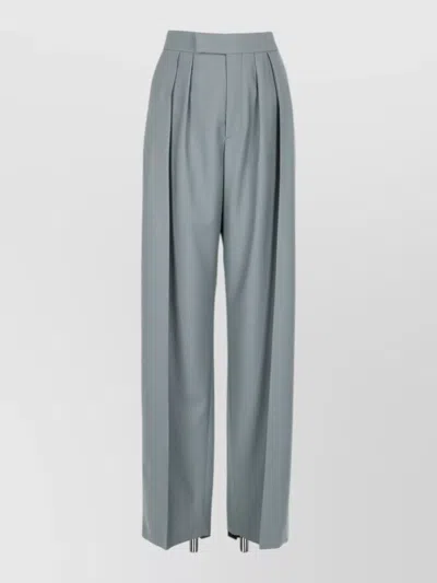 Chloé High Waist Wide Leg Tailored Trousers In Gray